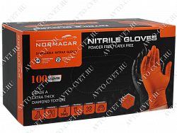 Перчатки нитриловые повышенной плотности (упак. 100 шт) ОРАНЖЕВЫЙ NORMACAR 