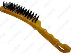 Щетка проволочная 5-ти рядная с пластиковой ручкой (желтая) @