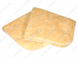 Плюшевое полиров. полотенце из микрофибры 40х40 (бежевое/бирюз/серое) 350гр/м2 "Omega"