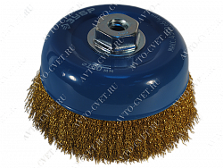 Щетка чашечная д/УШМ, витая латуниров. стальная провол. 0,3мм, М14 "ЗУБР"