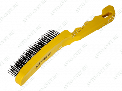 Щетка проволочная  4х  рядная с пластиковой ручкой(желтая)