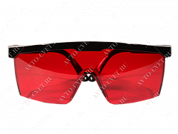 Очки защитные с регул. по длине дужками, поликарбонатные, красные линзы (с оправой) "STAYER"