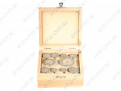 Набор мини-круги с алмазным напылением на шпильке, дерев. бокс d 16-40, P200, хвост. d 3мм, 10 предметов "ЭКСПЕРТ" ЗУБР